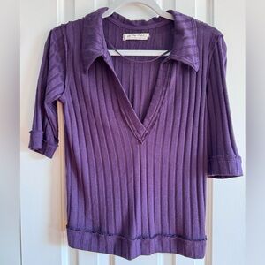 Free People purple collar top